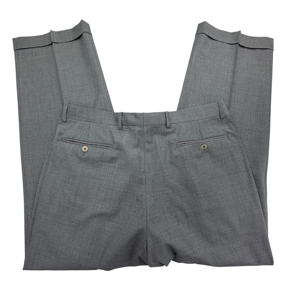 Zanella Pants Mens 35 X 32 Gray Dress Wool Tweed Pleated Cuffed Made Italy HOLE